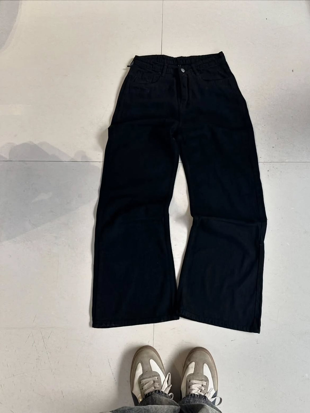 Blue Washed Wide Leg Jeans