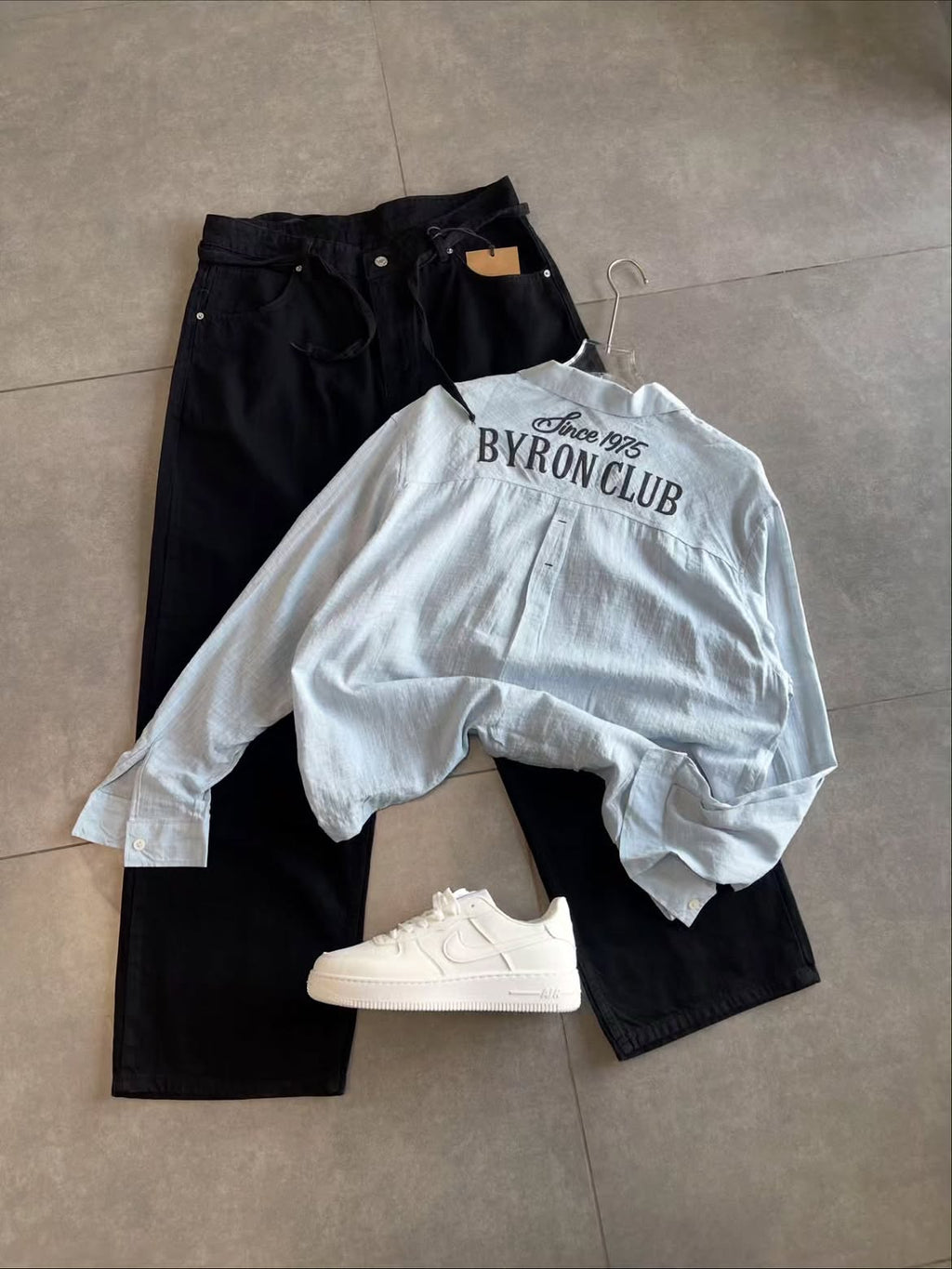 Light Grey Chest Lettering Casual Shirt