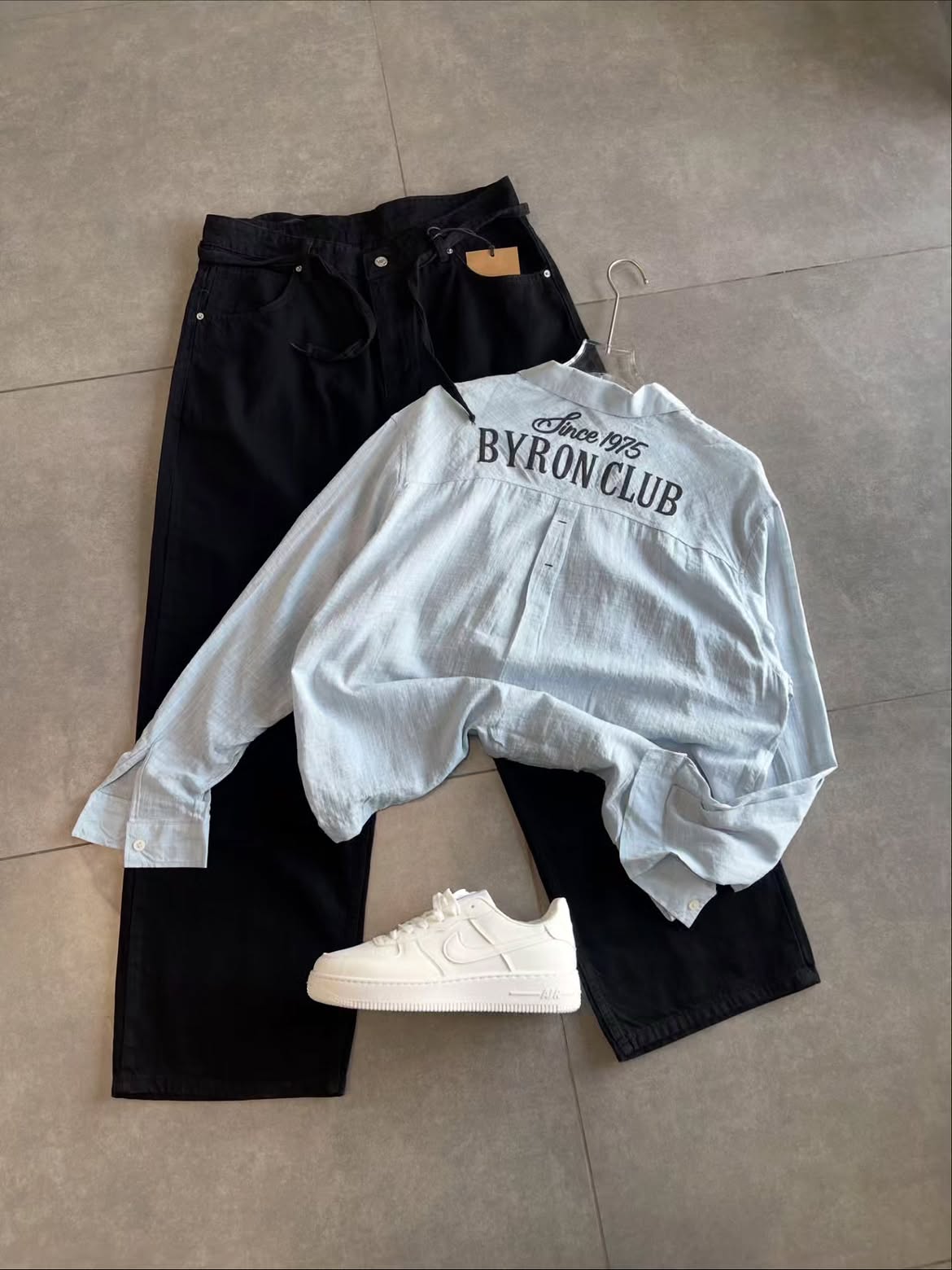 Light Grey Chest Lettering Casual Shirt