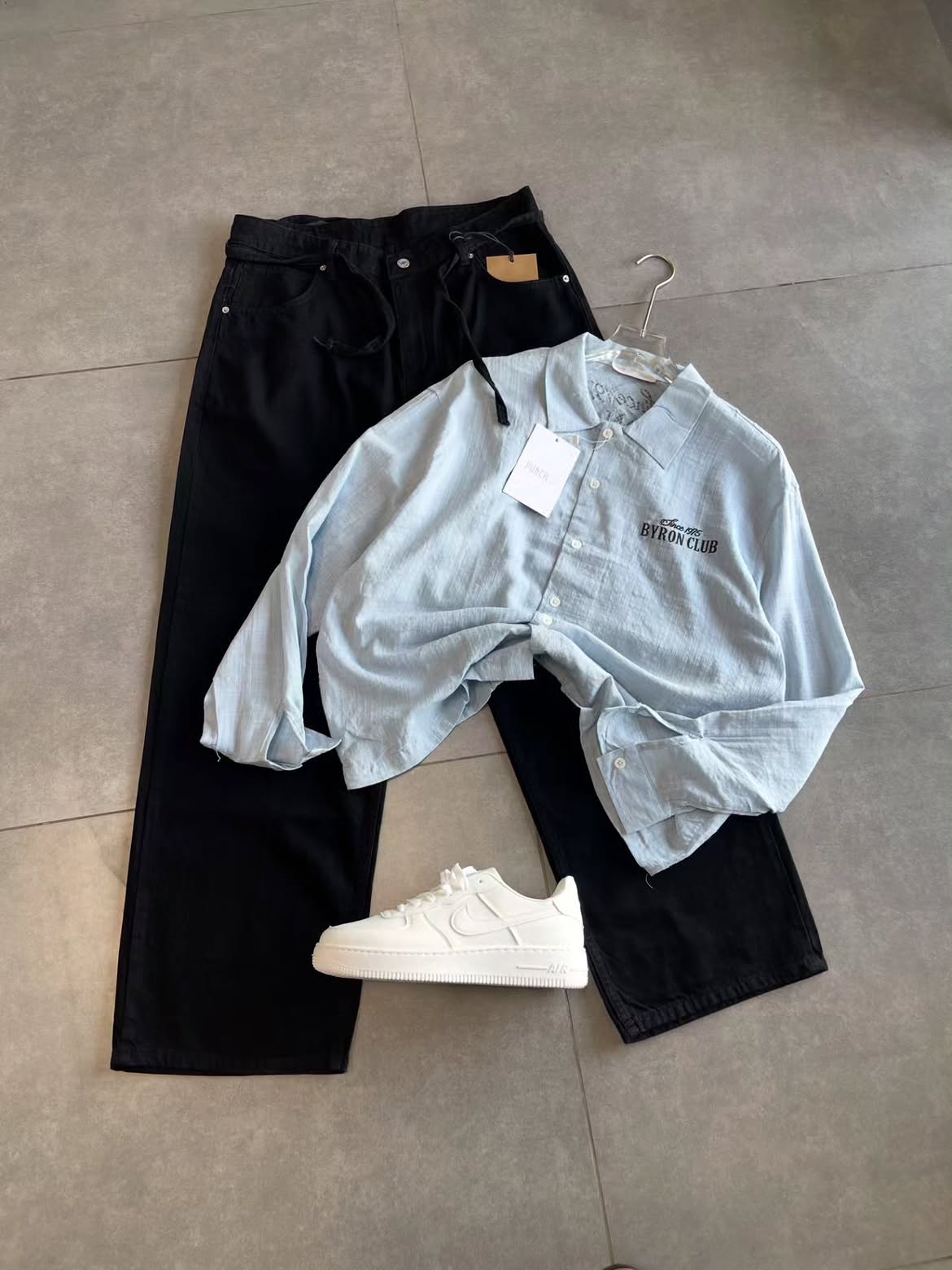 Light Grey Chest Lettering Casual Shirt