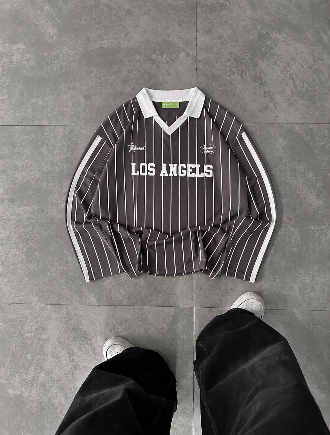 Men's Los Angeles Striped Polo Sweatshirt | Full Sleeve Pullover