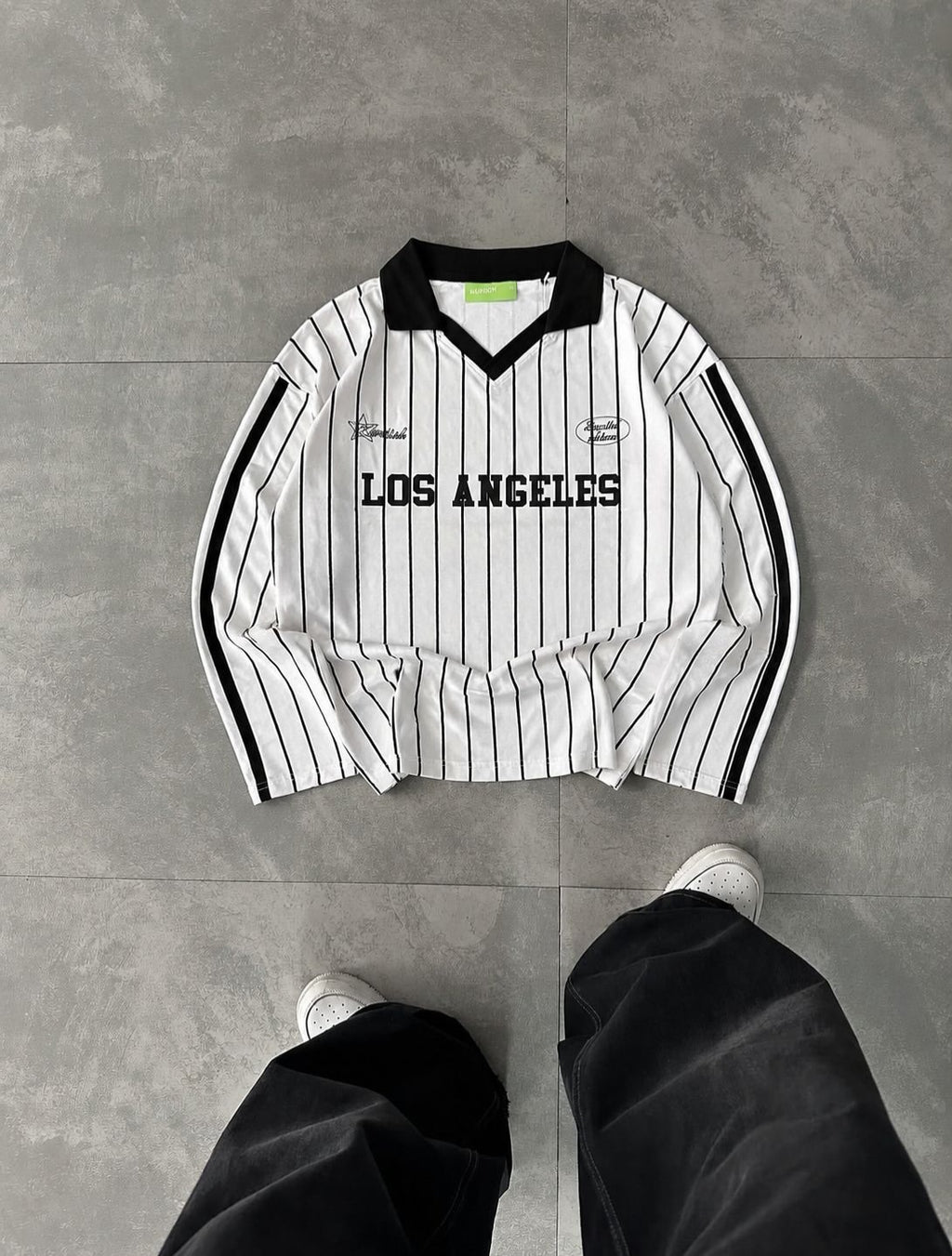 Men's Los Angeles Striped Polo Sweatshirt | Full Sleeve Pullover