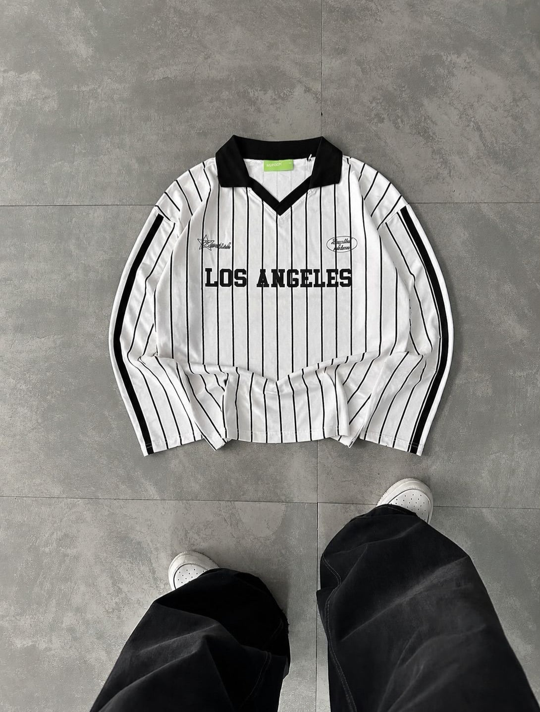 Men's Los Angeles Striped Polo Sweatshirt | Full Sleeve Pullover