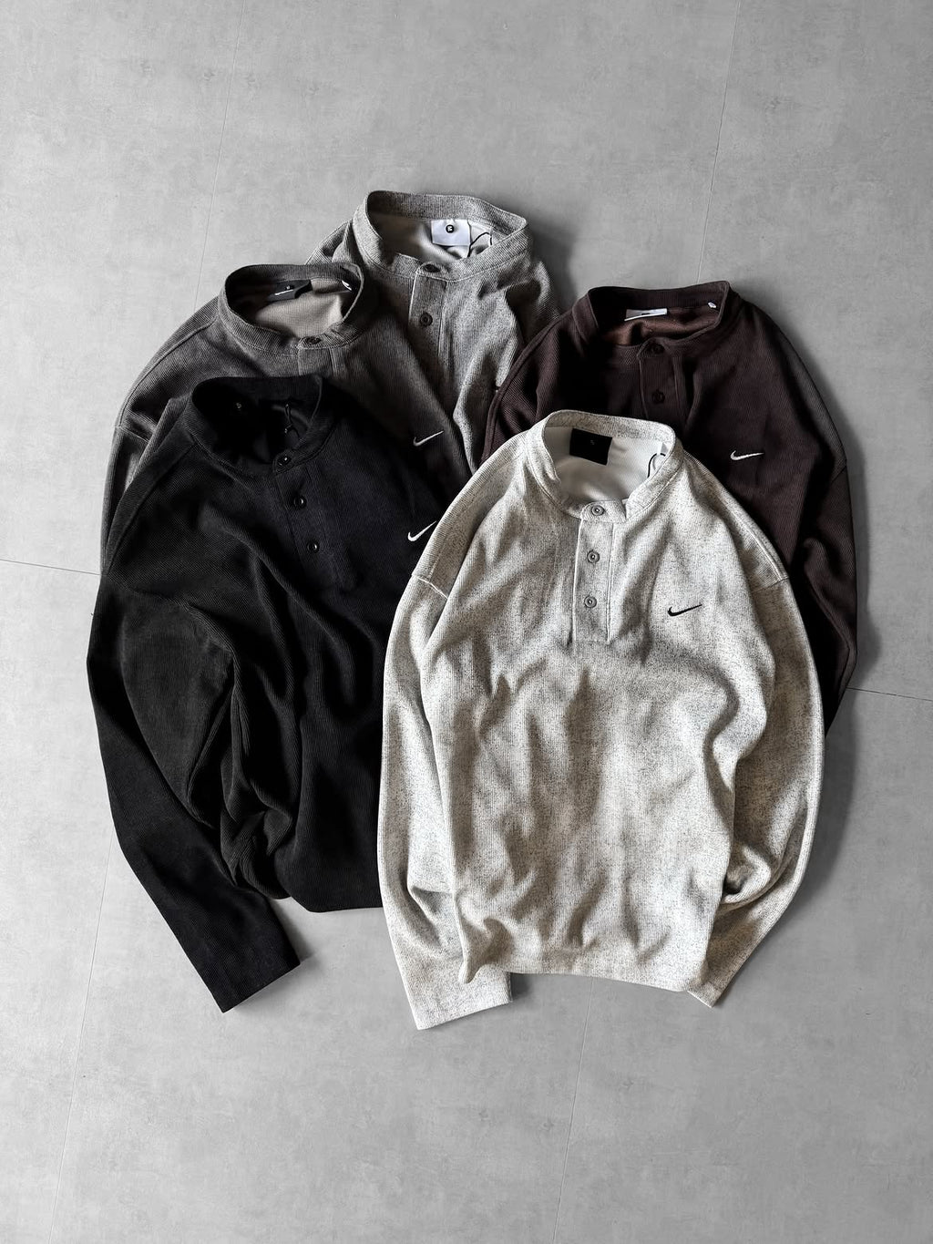 Men's Long Sleeve Henley Shirt – Casual Textured Collar Top
