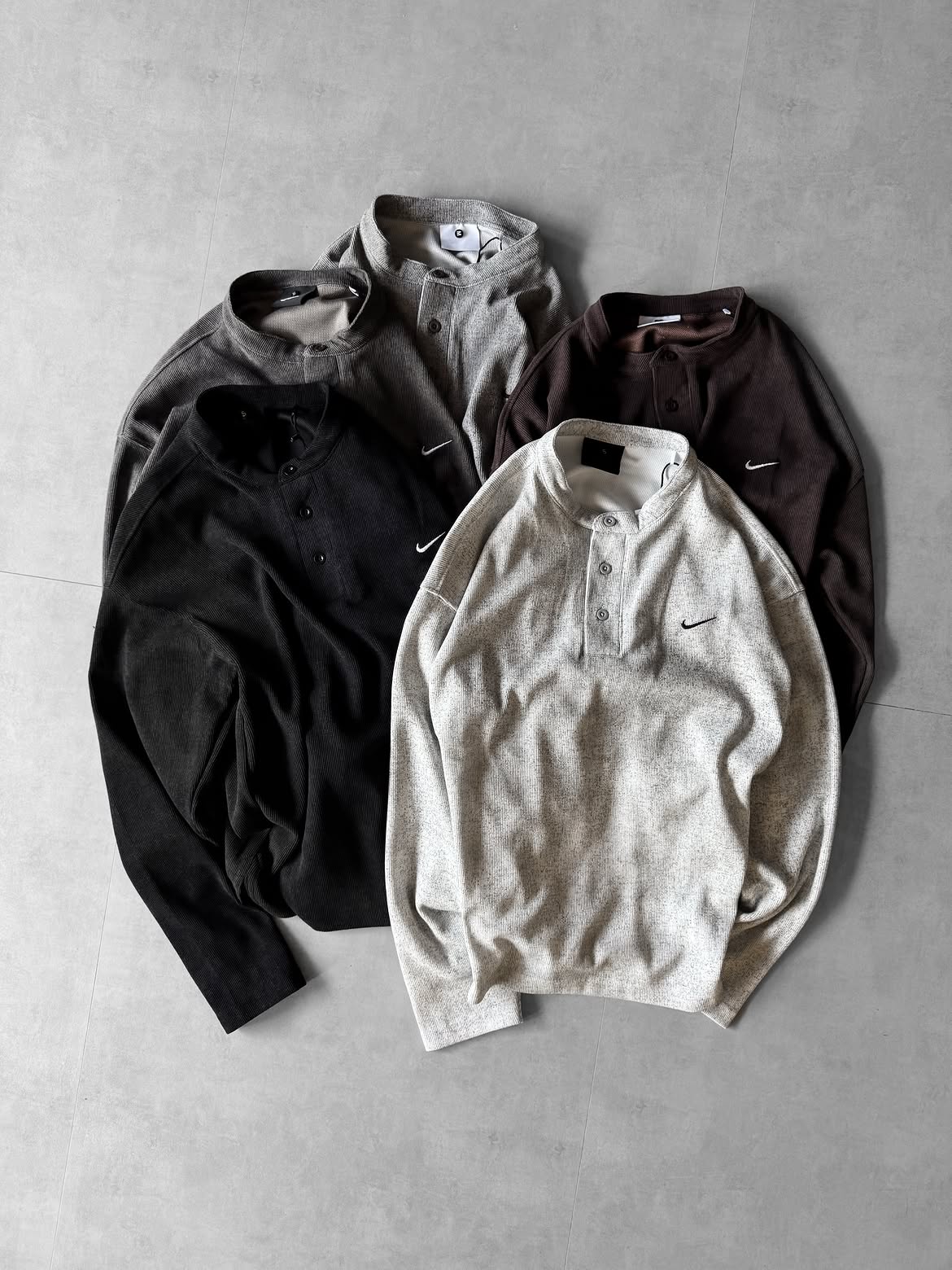 Men's Long Sleeve Henley Shirt – Casual Textured Collar Top